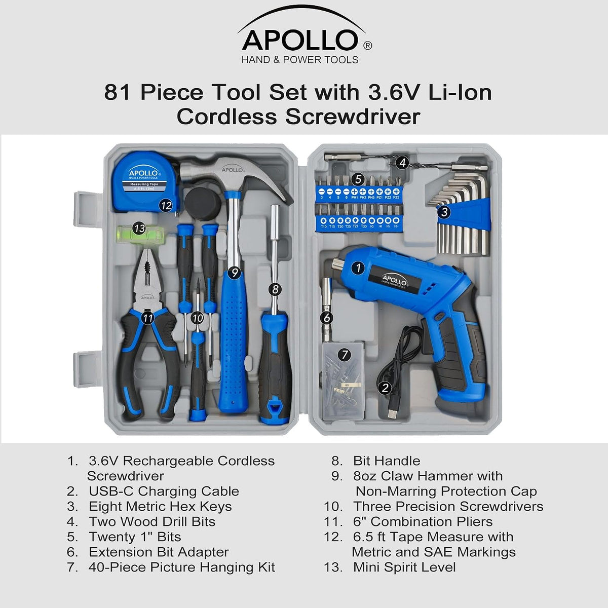 Apollo 81-Piece Home Tool Set